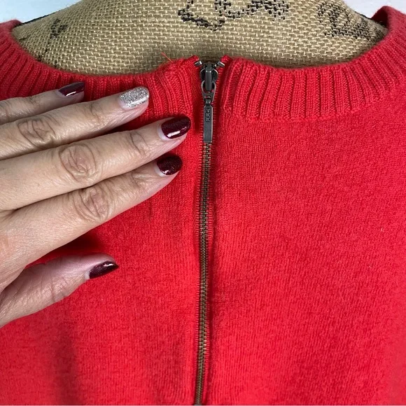 Blouse Woman Extra Fine Merino Wool Sweater Sweatshirt 3/4 Sleeve 1X Plus Red - Picture 8 of 11